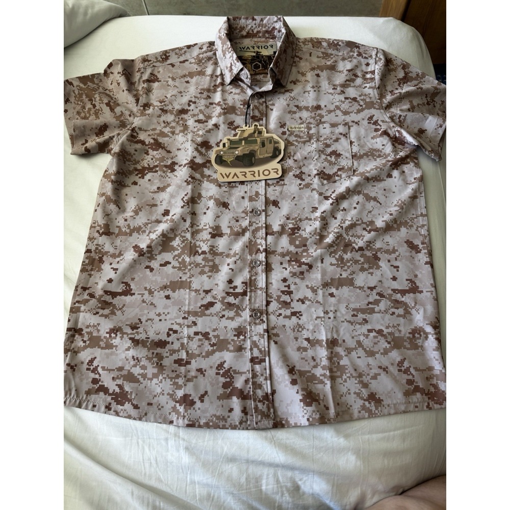 NWT Warrior Camo Shirt Mens XL Digital Desert Camo Button Down Short Sleeve A28